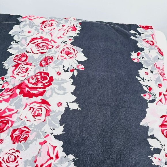 Betsey Johnson King Pillow Shams Two Piece Grey Pink White Floral Rose Polyester - Picture 9 of 10